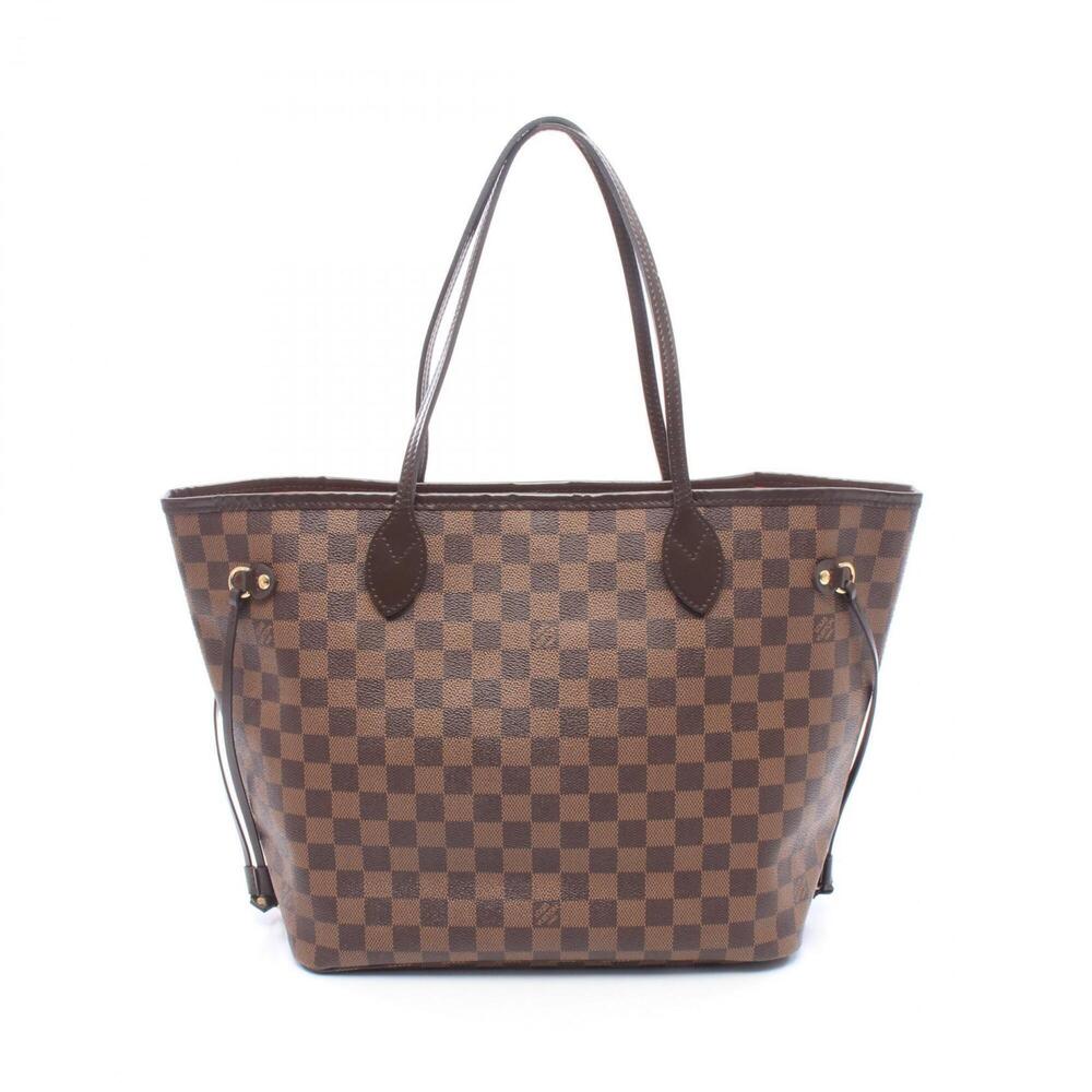 Louis Vuitton Neverfull MM Damier Ebene Cerise Tote Bag Handbag Coated Canvas...